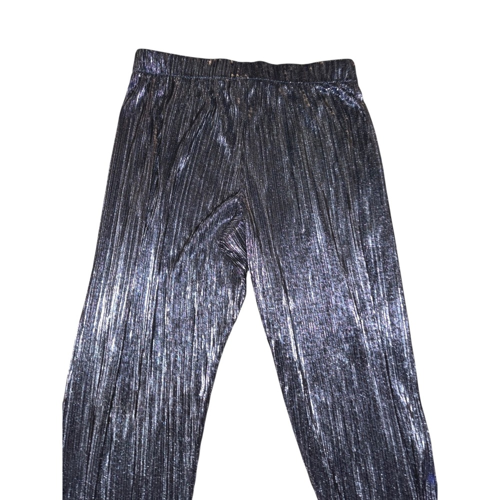 Victoria's Secret Black Hi Rise Plisse Metallic Joggers Slinky Shiney sz M NWOT - Picture 3 of 6